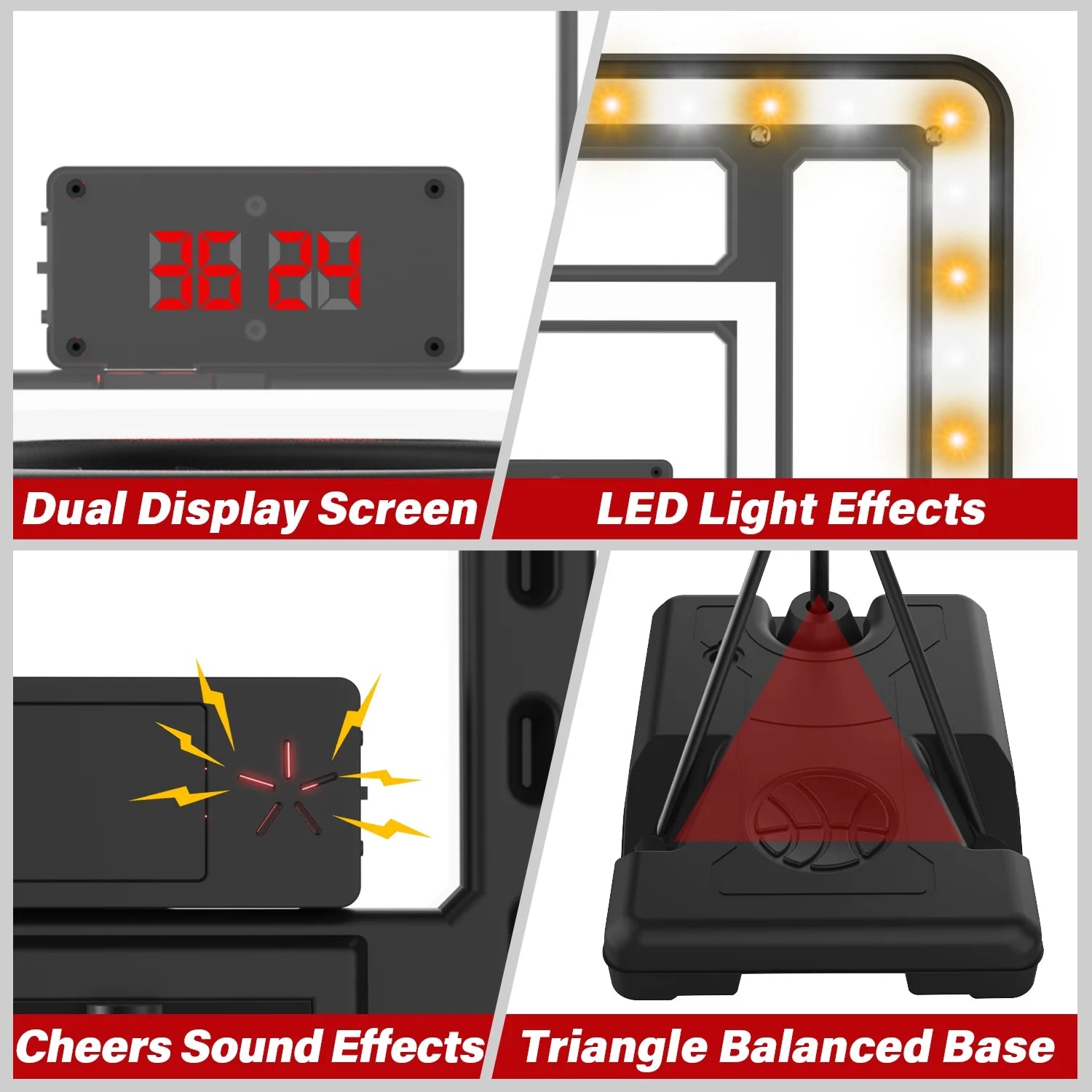Kids Basketball Hoop with Scoreboard & Timer, Adjustable Height 3Ft-5.8Ft for Young Kids Play Indoor and Outdoor Metal Hoop