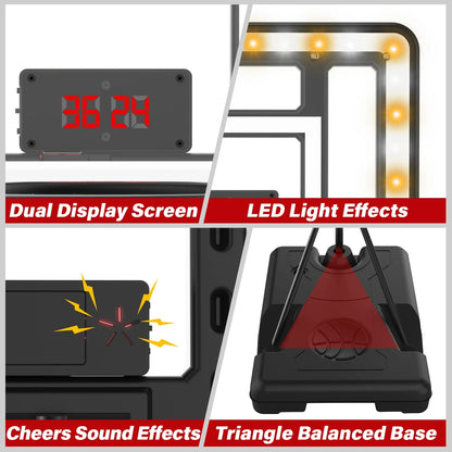 Kids Basketball Hoop with Scoreboard & Timer, Adjustable Height 3Ft-5.8Ft for Young Kids Play Indoor and Outdoor Metal Hoop